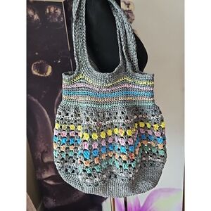 Unbranded Slouchy Multicolor Deep‎ Woven Medium Plastic Shoulder Bag Concert Bag
